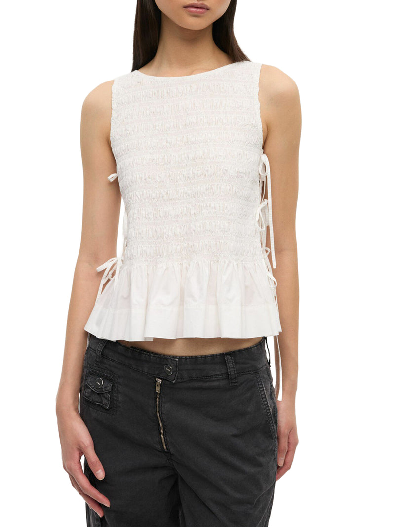 Ganni Women White Cotton Top With Layers GANNI