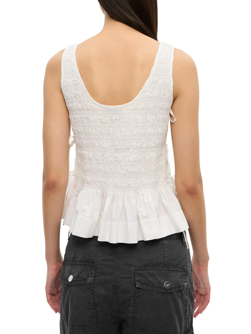 Ganni Women White Cotton Top With Layers GANNI