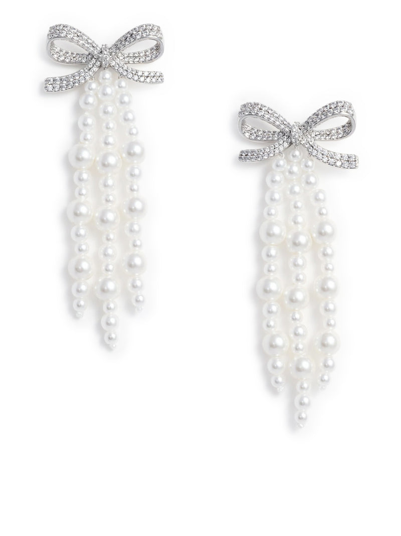 Self-Portrait Women Pearl Bow Cascade Earrings SELF-PORTRAIT