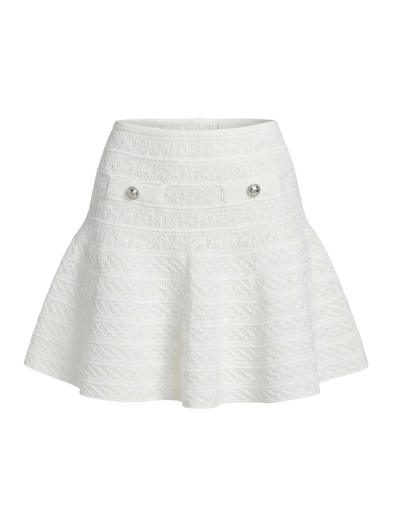 Self-Portrait Women White Pointelle Knit Mini Skirt SELF-PORTRAIT