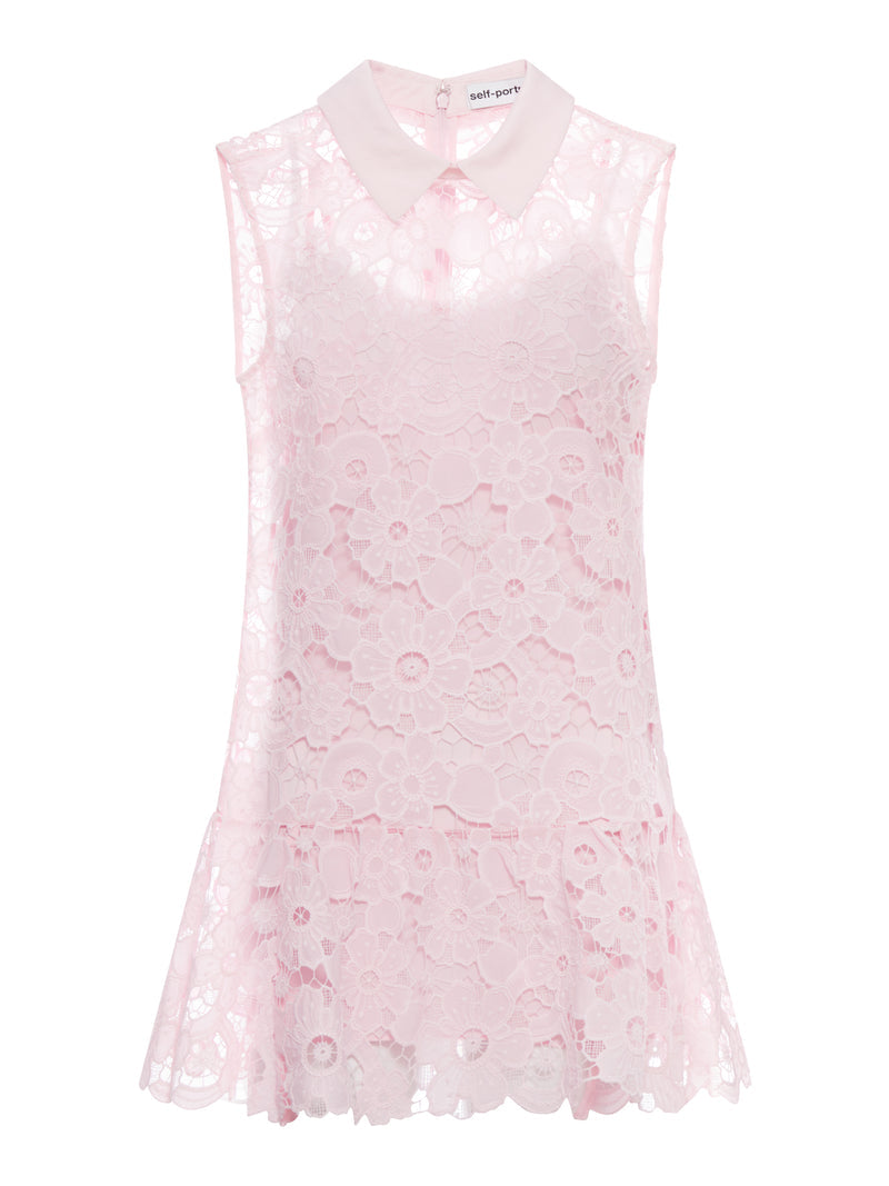 Self-Portrait Women Pink Lace Collared Mini Dress SELF-PORTRAIT