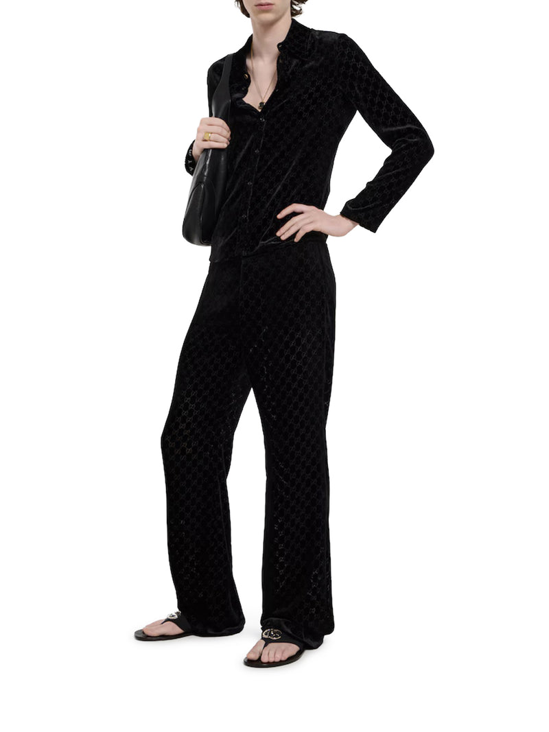 Gucci Men Gg Stretch Dévoré Velvet Trousers GUCCI