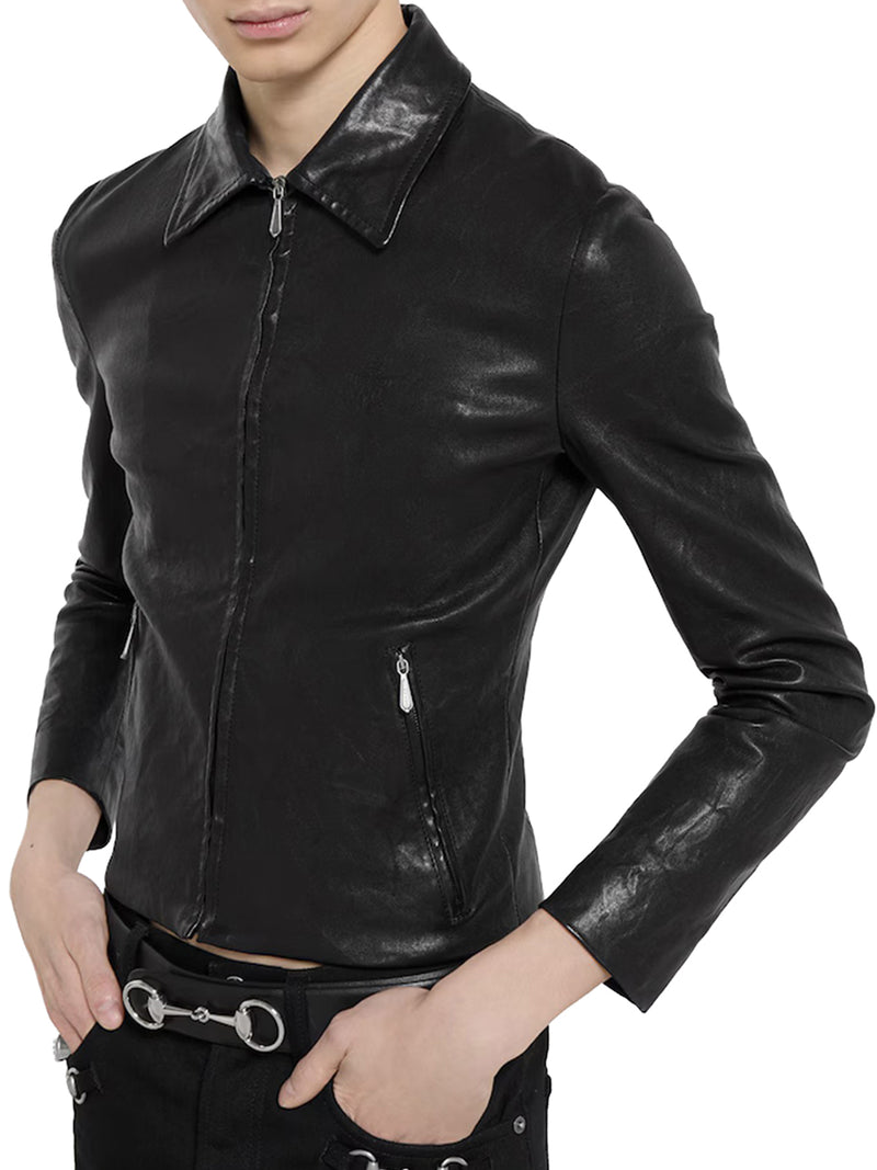 Gucci Men Washed Stretch Nappa Leather Jacket GUCCI