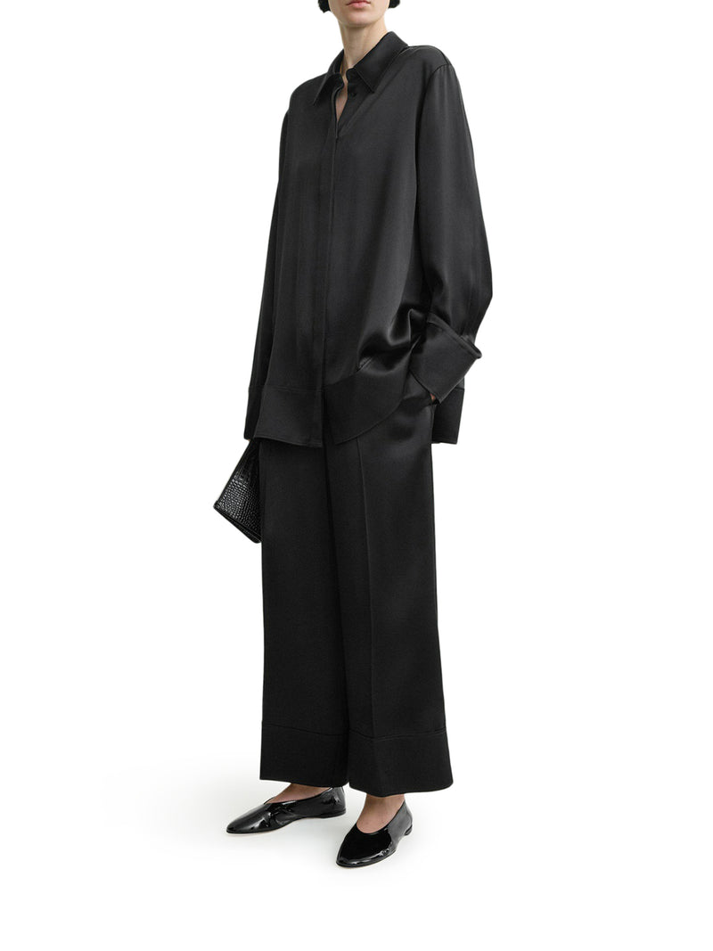 Toteme Women Wide-Leg Satin Trousers With Drawstring TOTEME