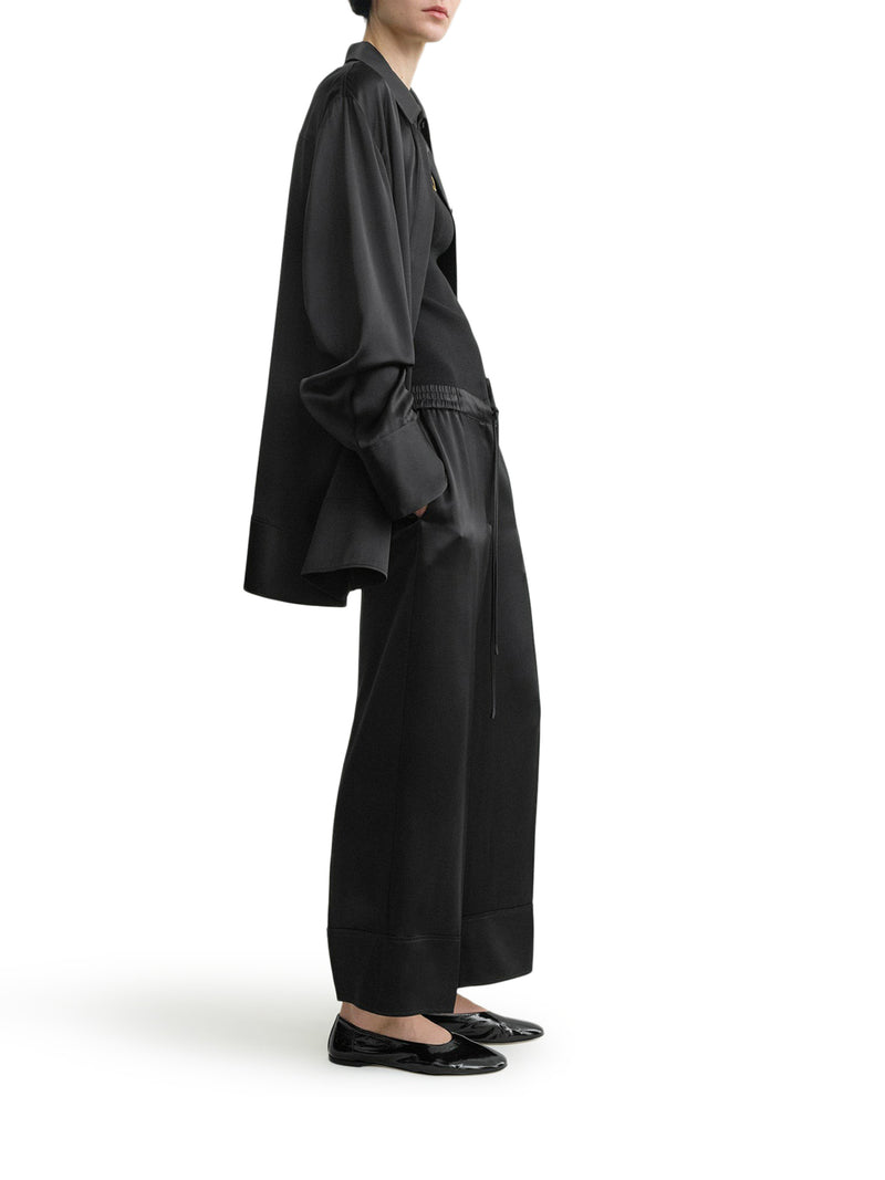 Toteme Women Wide-Leg Satin Trousers With Drawstring TOTEME
