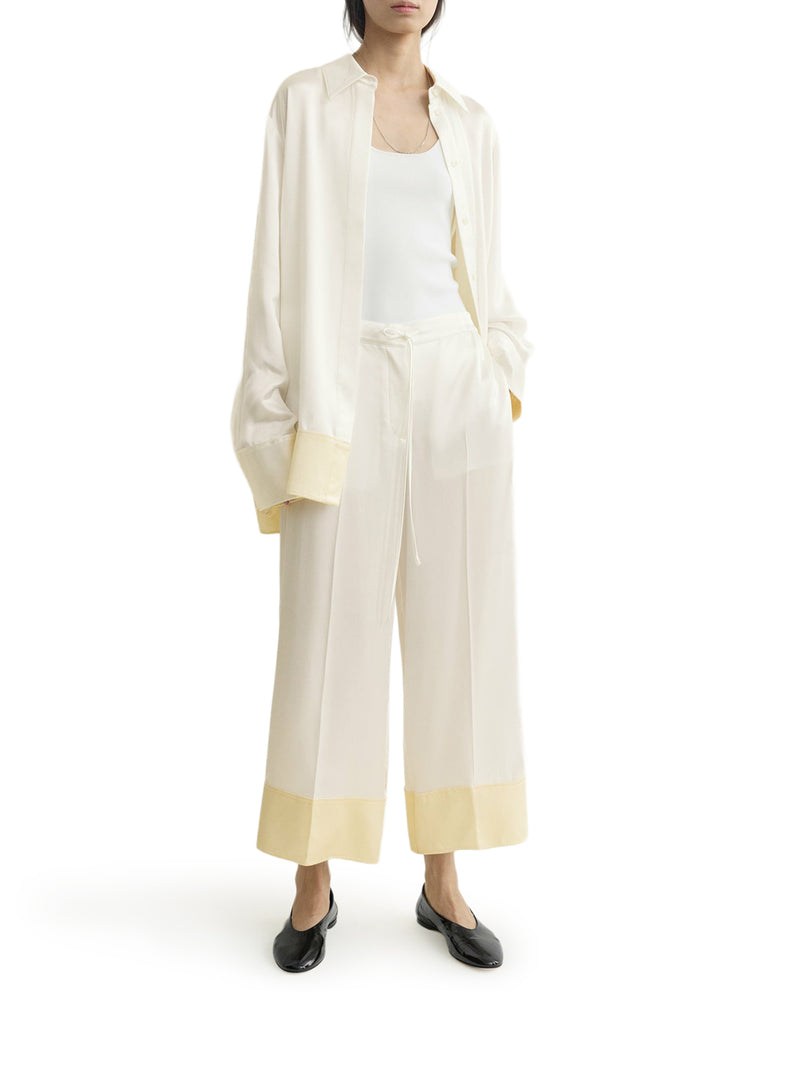 Toteme Women Wide-Leg Satin Trousers With Drawstring TOTEME