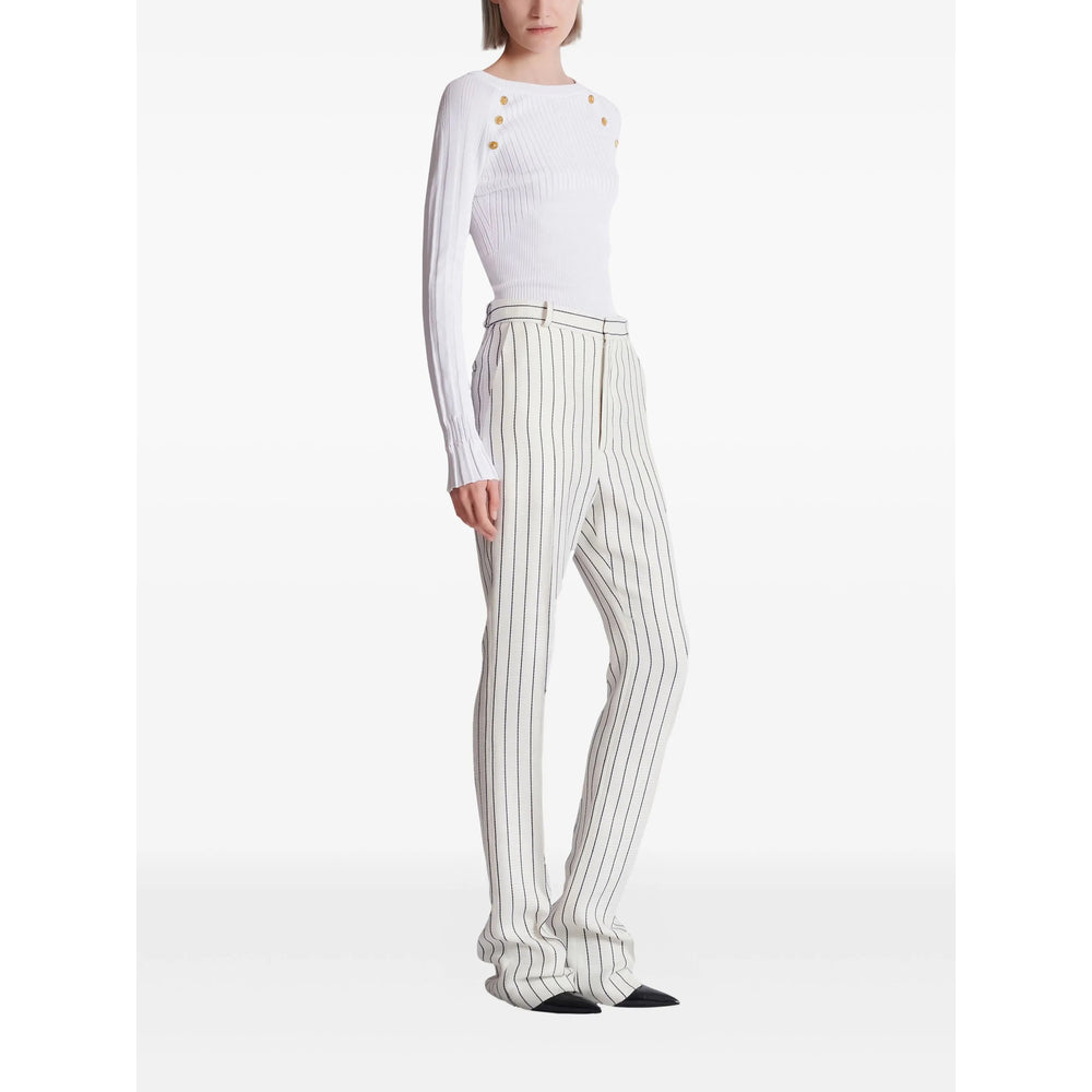 Balmain White Trousers - Flared Trousers Women BALMAIN