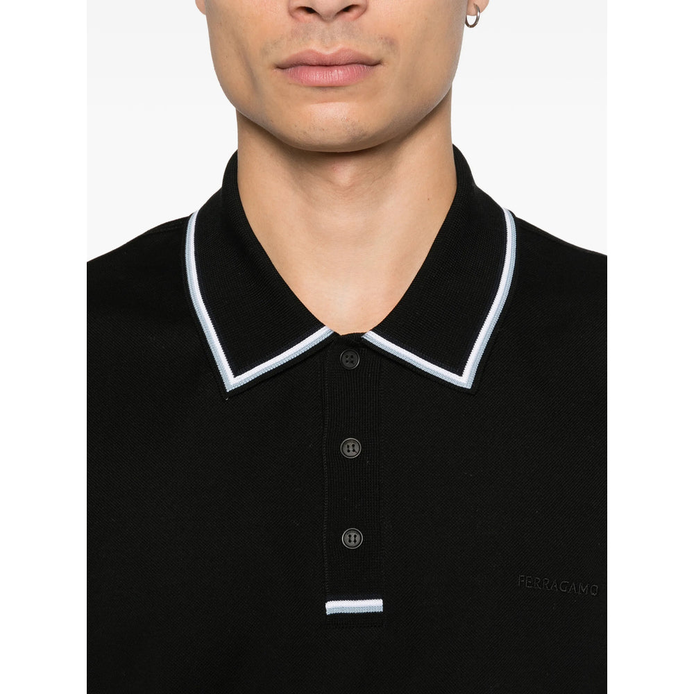 Ferragamo Black Polo Shirts Men FERRAGAMO