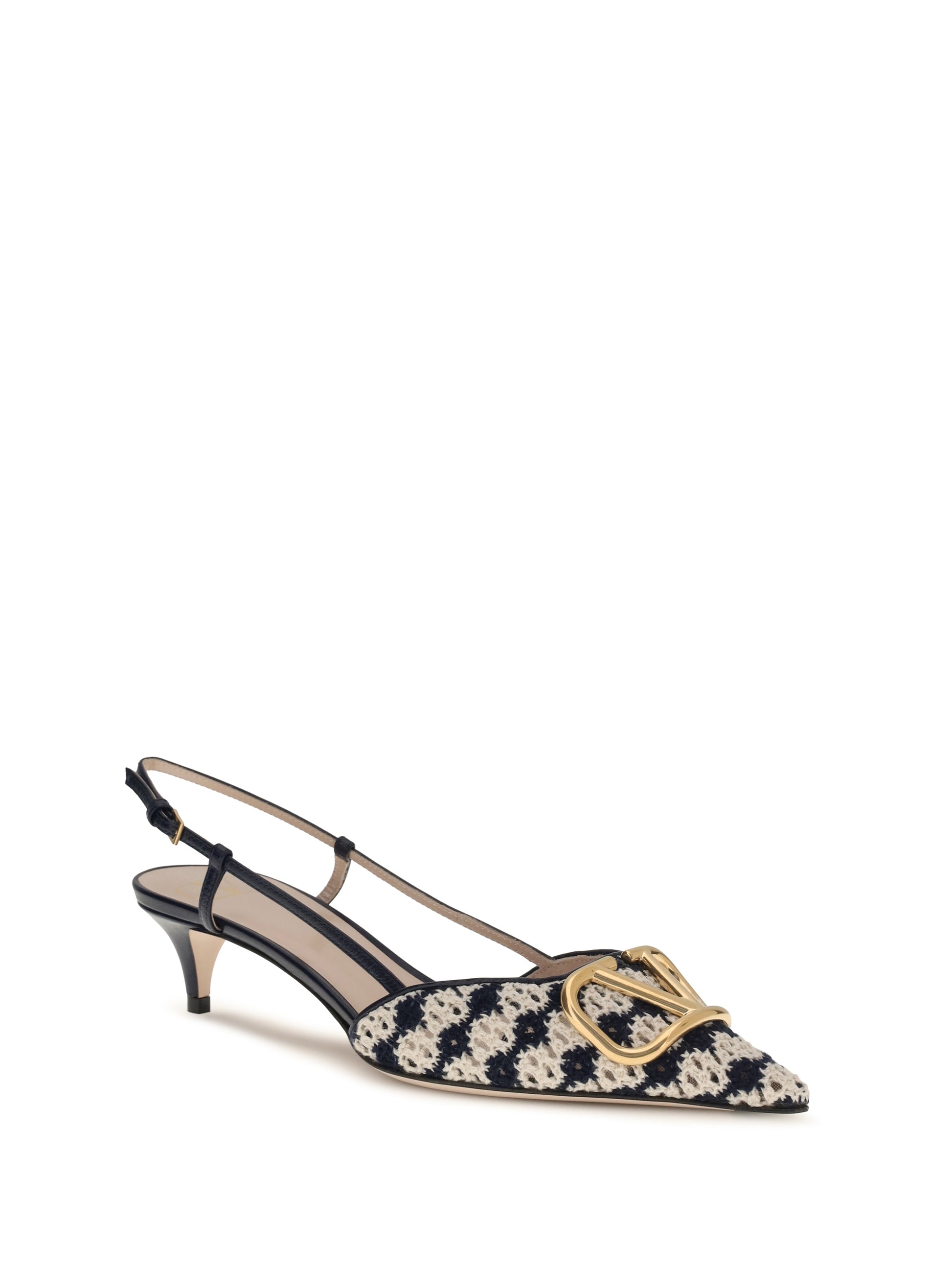 Valentino Garavani Women Vlogo Signature Slingback Pumps In Crochet Fabric VALENTINO GARAVANI