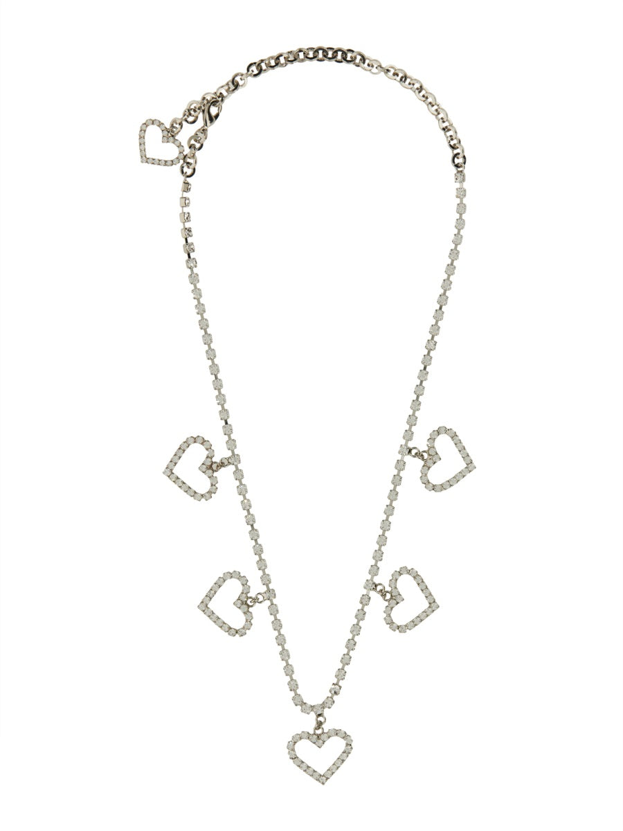 Alessandra Rich Women Crystal Necklace With Heart Pendants ALESSANDRA RICH