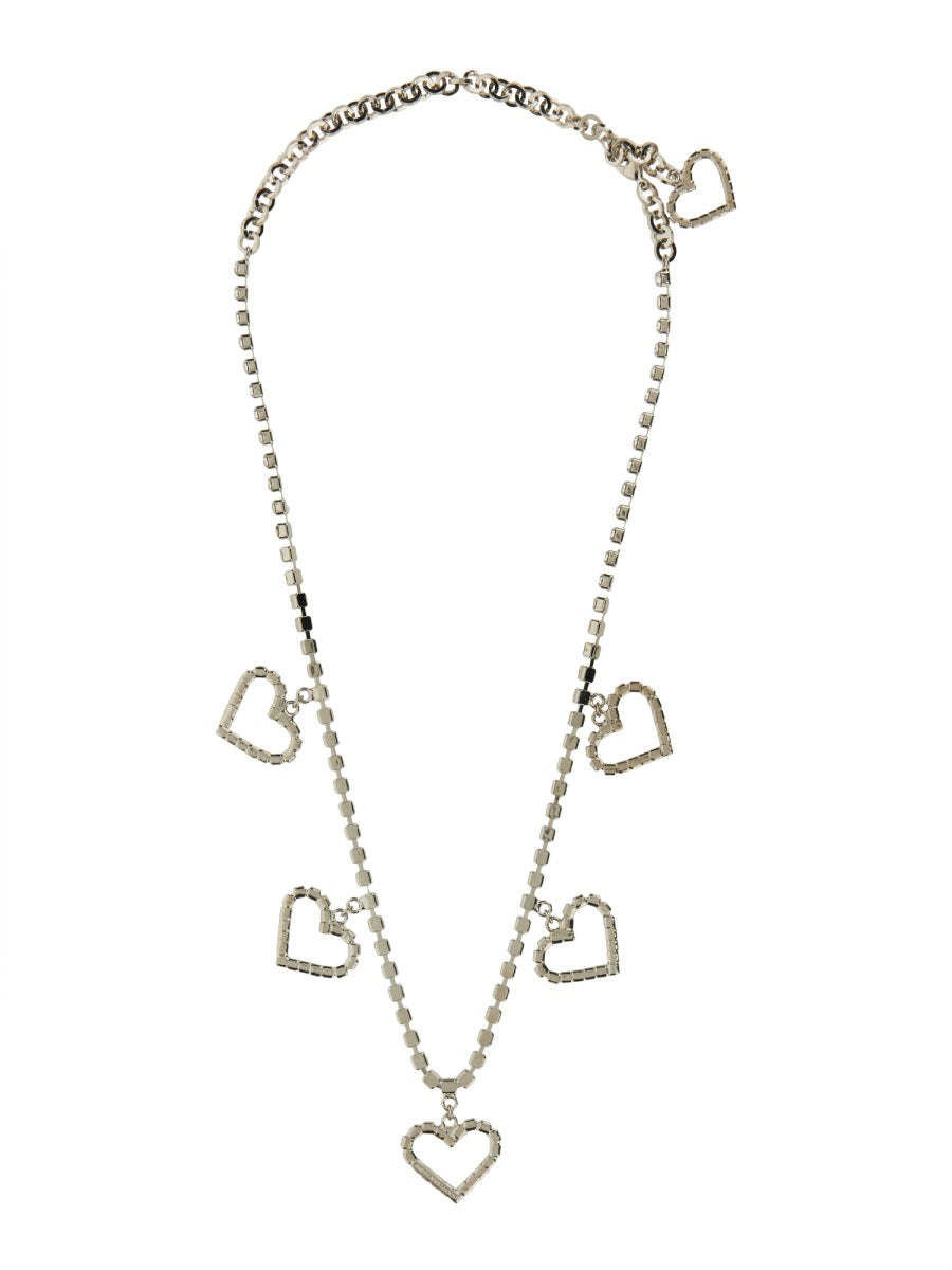 Alessandra Rich Women Crystal Necklace With Heart Pendants ALESSANDRA RICH