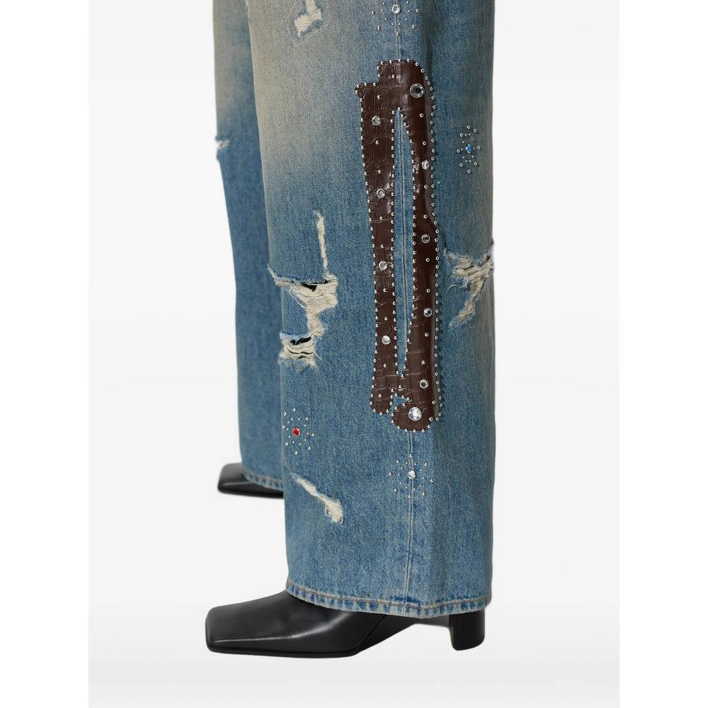 Amiri Blue Denim - Wide-Leg Jeans Women AMIRI