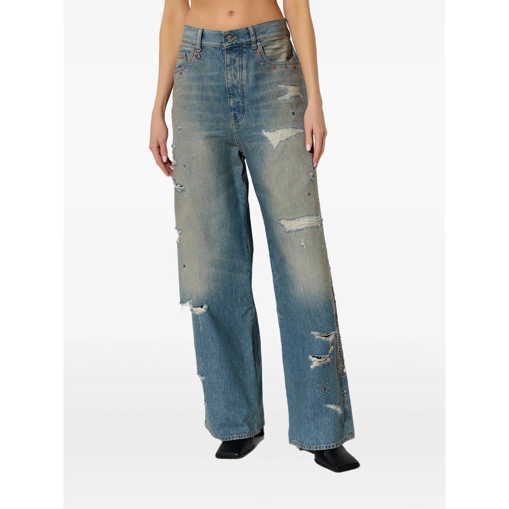 Amiri Blue Denim - Wide-Leg Jeans Women AMIRI