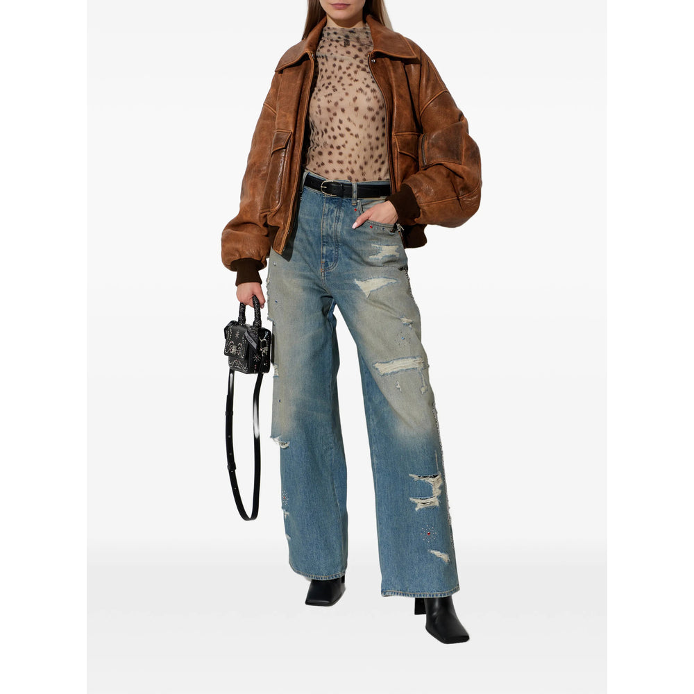 Amiri Blue Denim - Wide-Leg Jeans Women AMIRI
