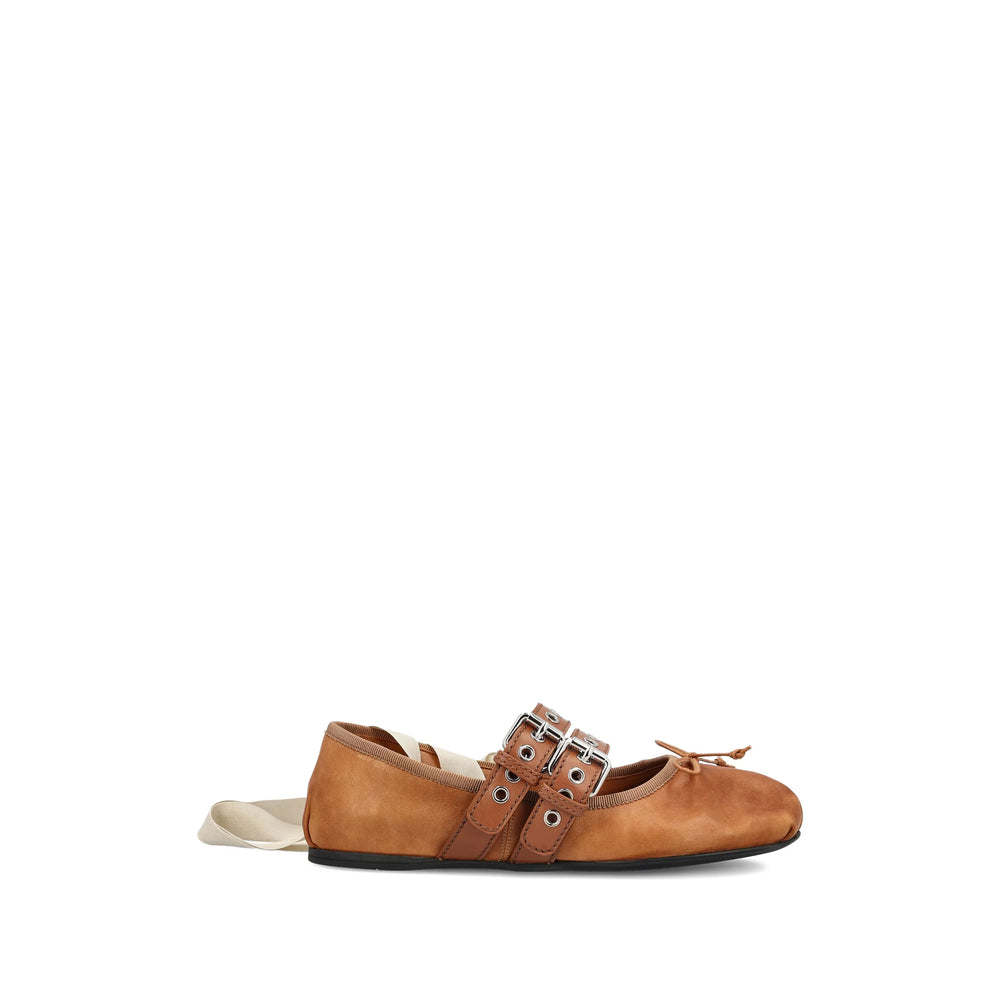 Miu Miu Brown Ballet Flats Women MIU MIU