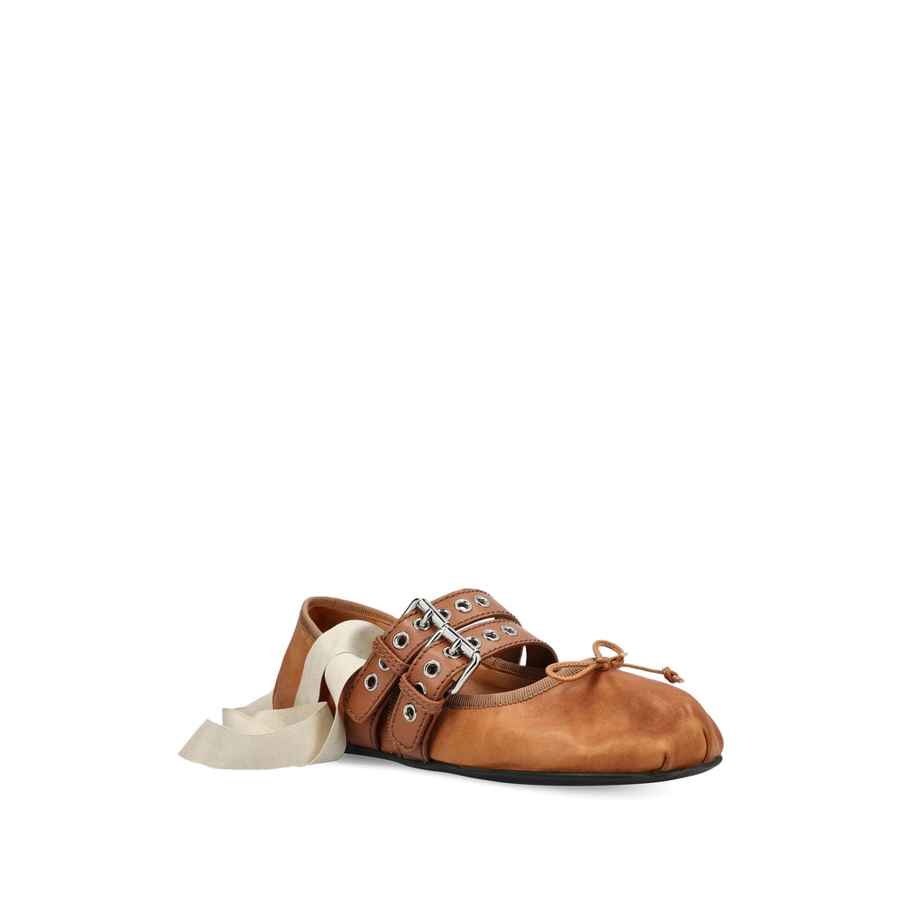 Miu Miu Brown Ballet Flats Women MIU MIU