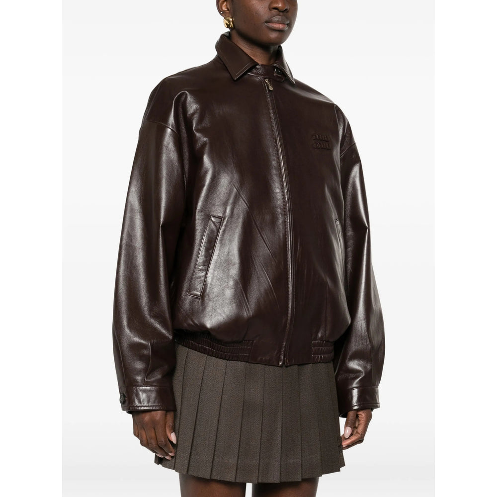 Miu Miu Brown Jackets - Leather Jackets Women MIU MIU