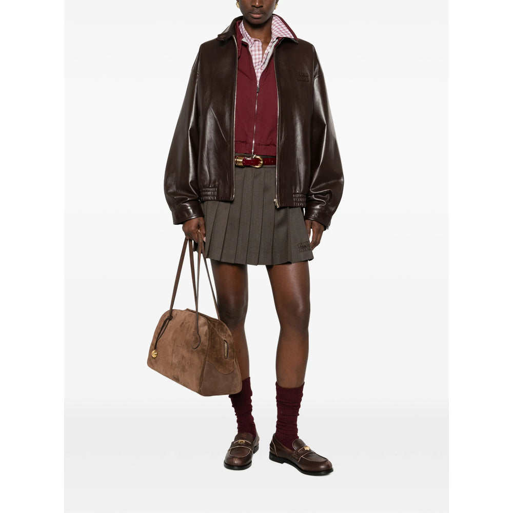 Miu Miu Brown Jackets - Leather Jackets Women MIU MIU