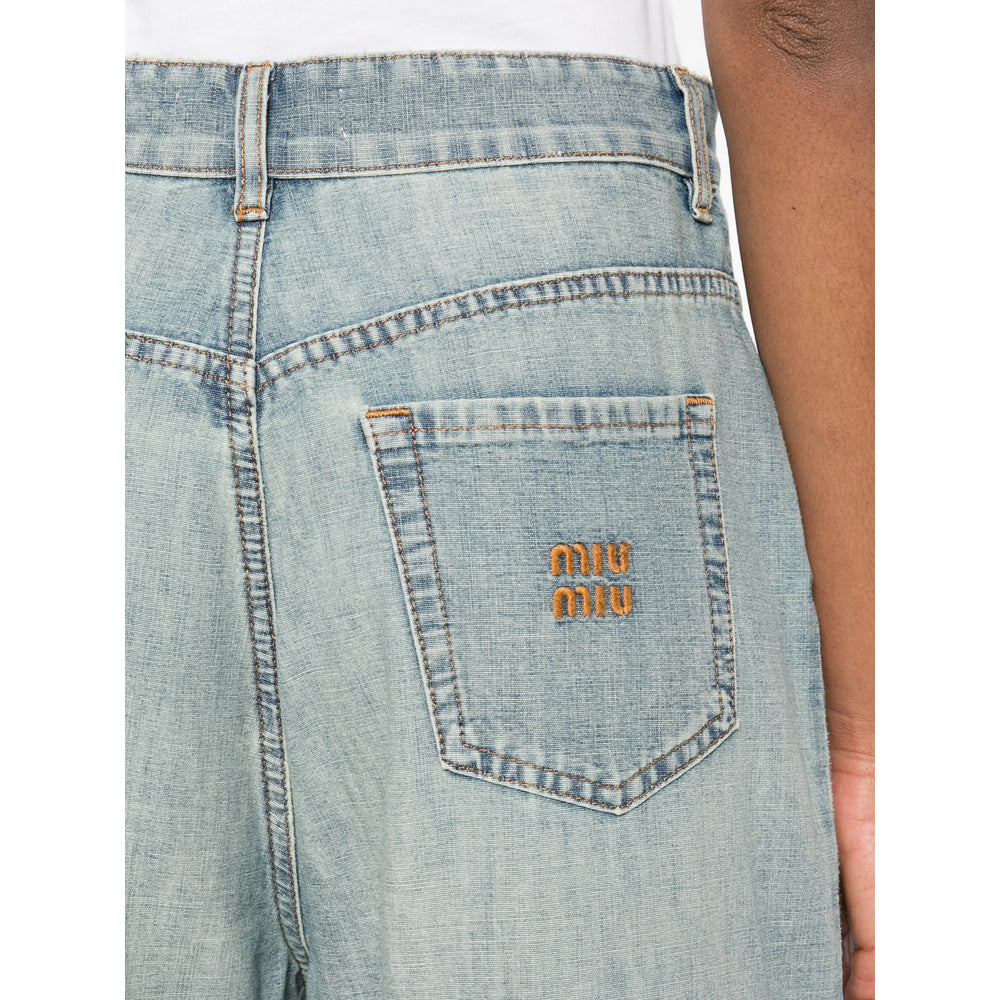 Miu Miu Blue Denim - Wide-Leg Jeans Women MIU MIU