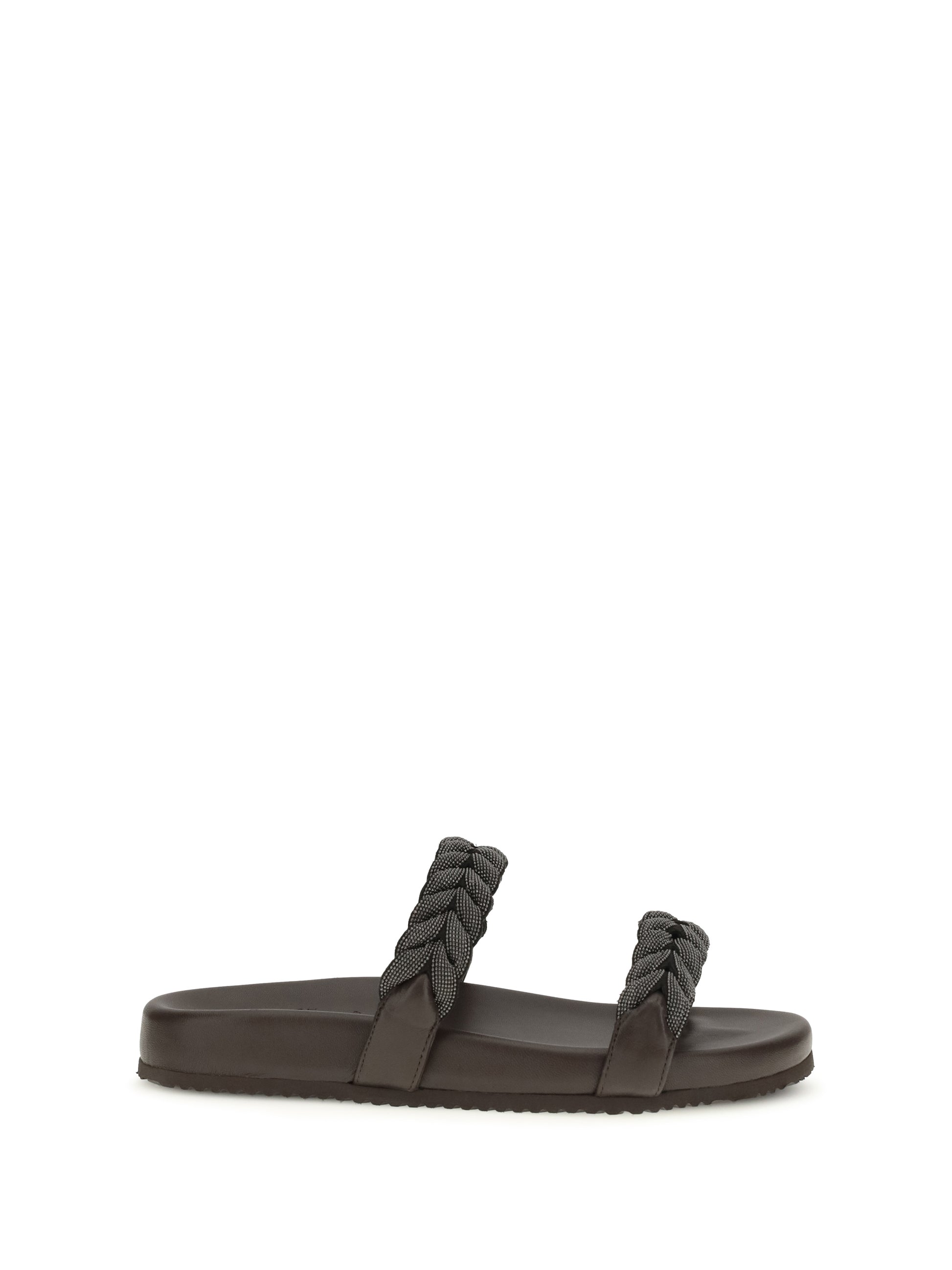 Brunello Cucinelli Women Leather Sandals With Precious Braided Straps BRUNELLO CUCINELLI