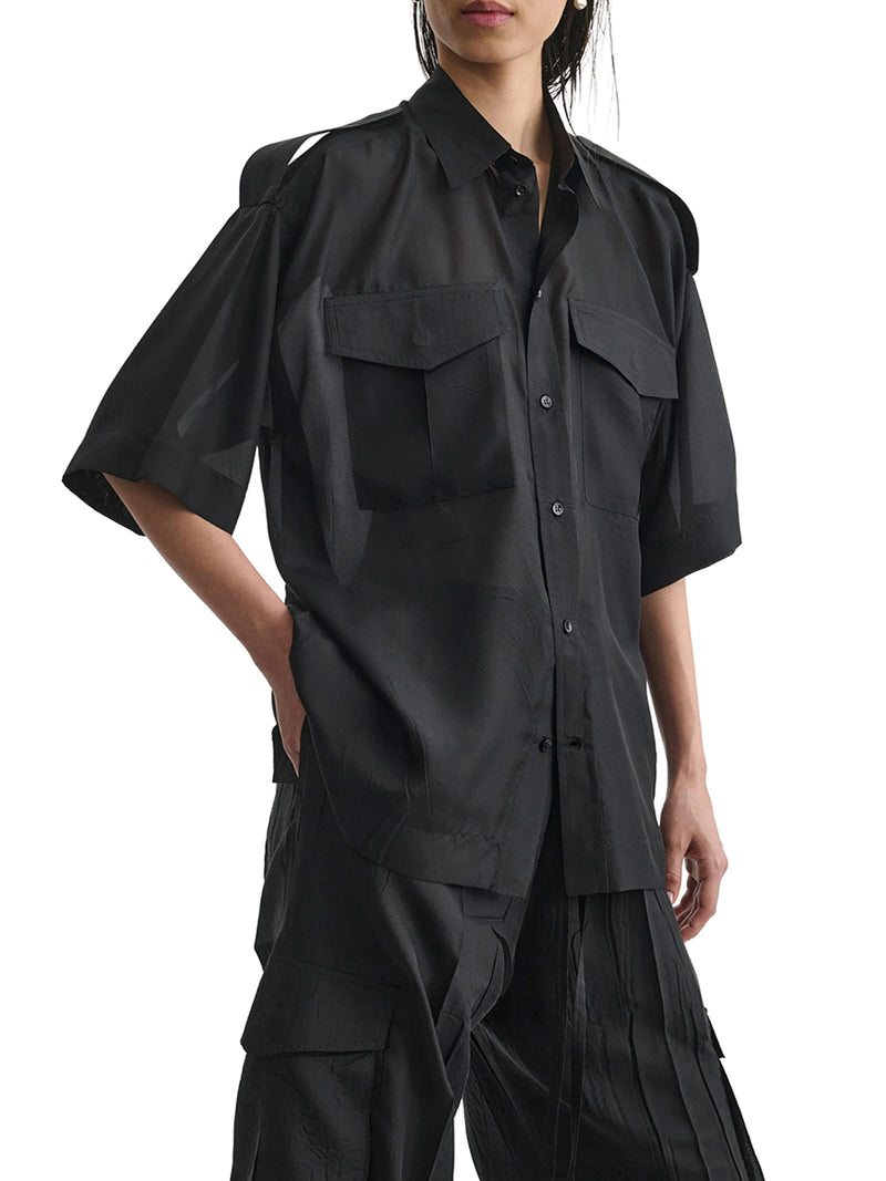 Phoebe Philo Women Black Lightweight Habotai Silk Utility Shirt PHOEBE PHILO