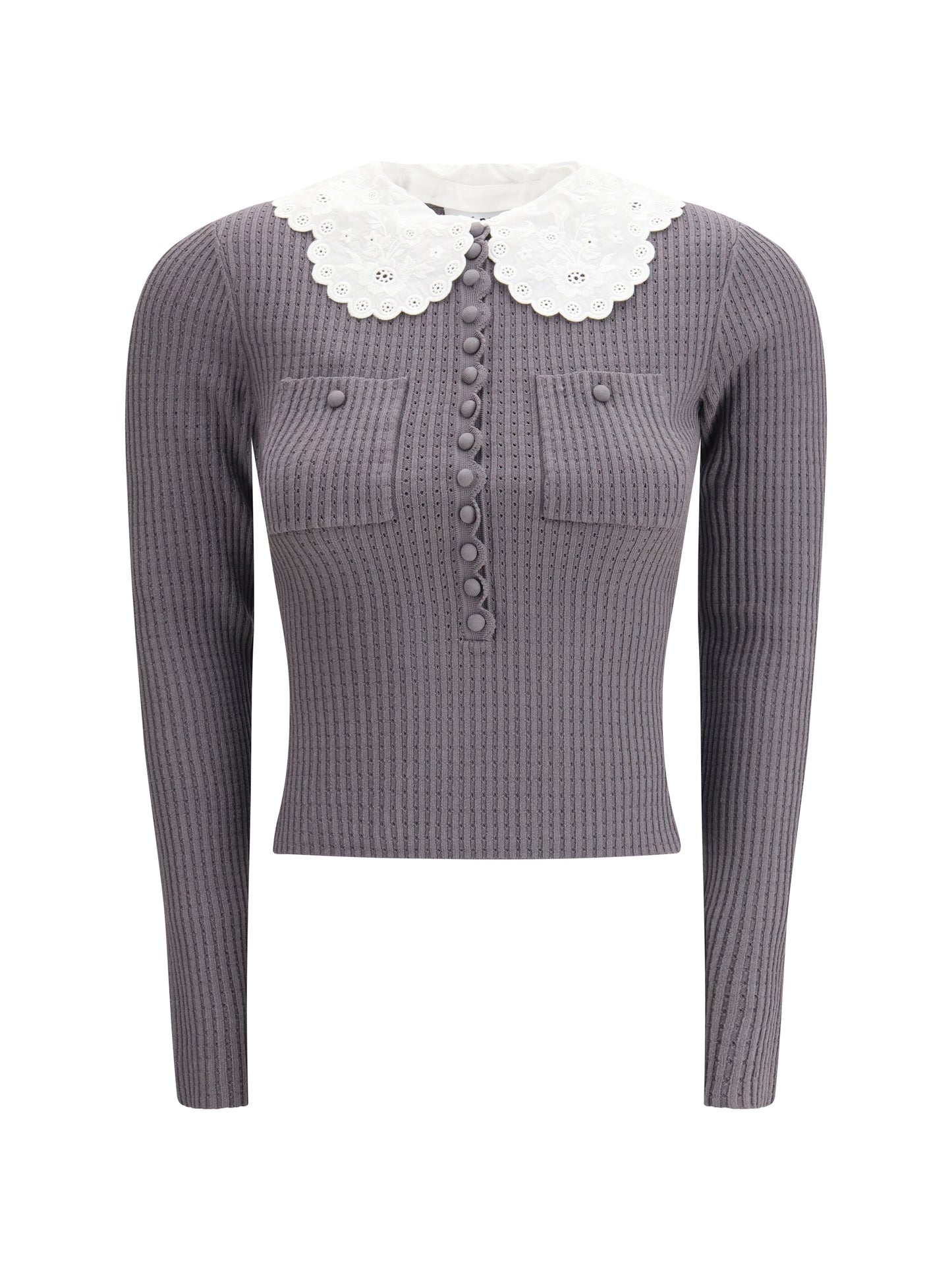 Self-Portrait Women Lace Collar Knit Top SELF-PORTRAIT