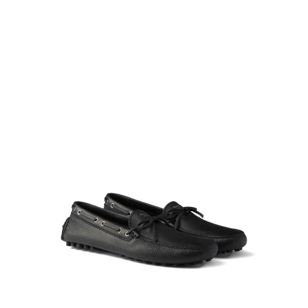 Prada Black Boat Shoes Men PRADA