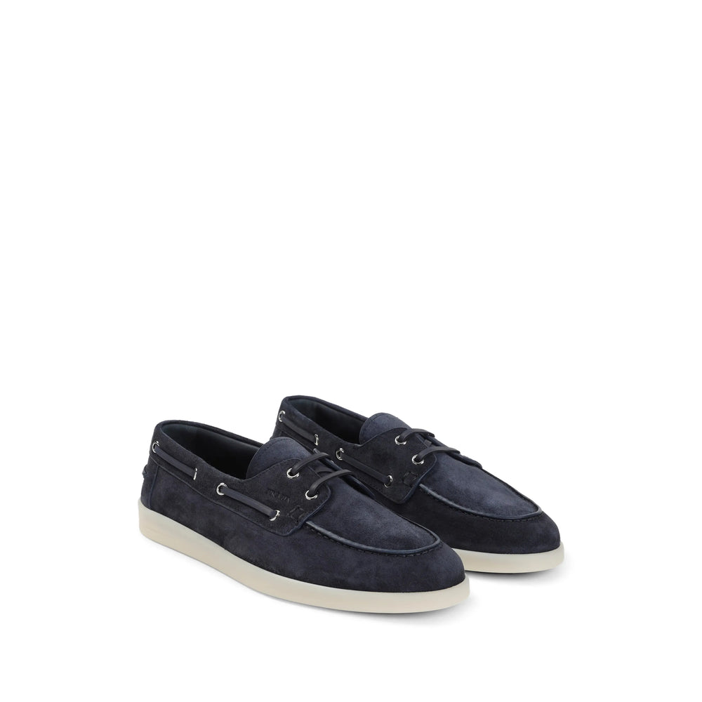 Prada Blue Boat Shoes Men PRADA