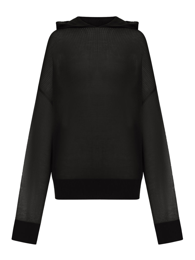Rick Owens Women Semi-Transparent Knit Sweatshirt With Hood RICK OWENS