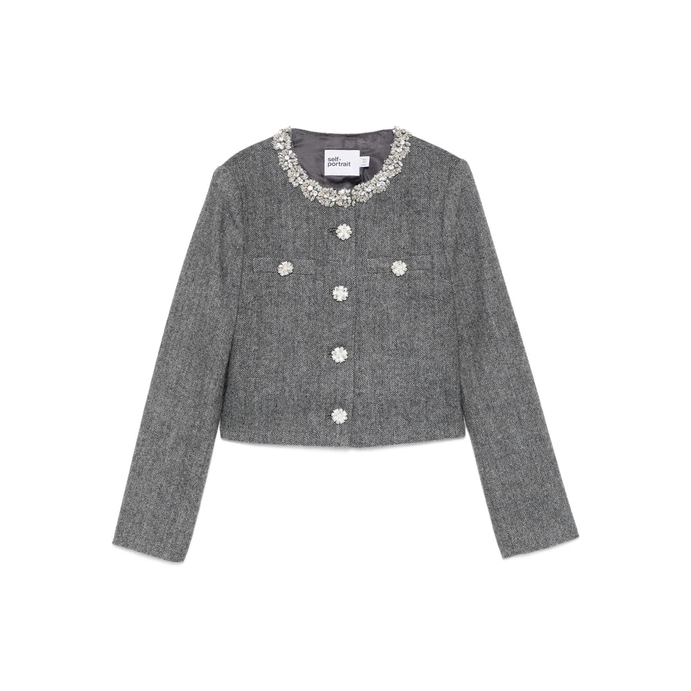 Self-Portrait Grey Jackets - Cropped Jackets Women SELF-PORTRAIT