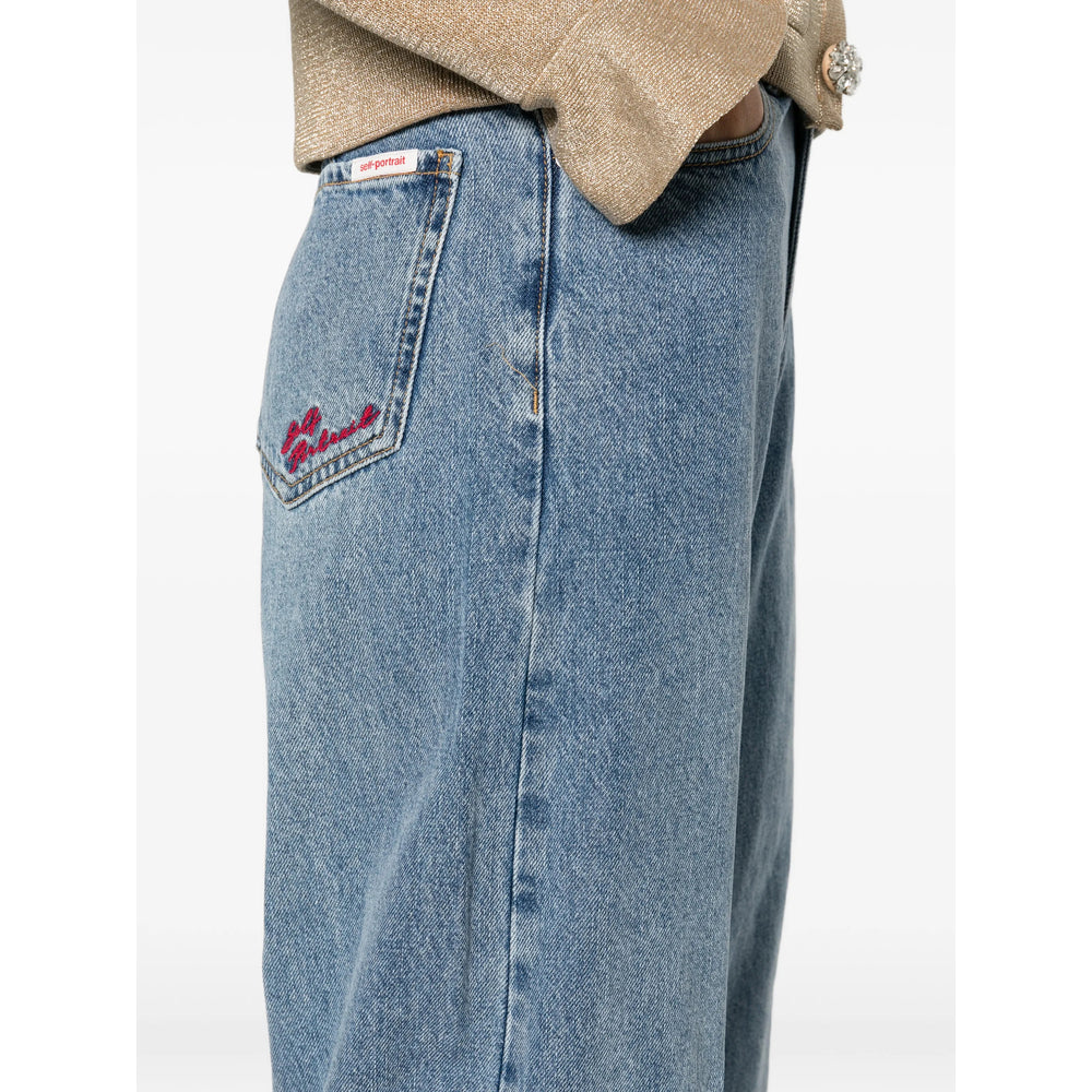 Self-Portrait Blue Denim - Wide-Leg Jeans Women SELF-PORTRAIT