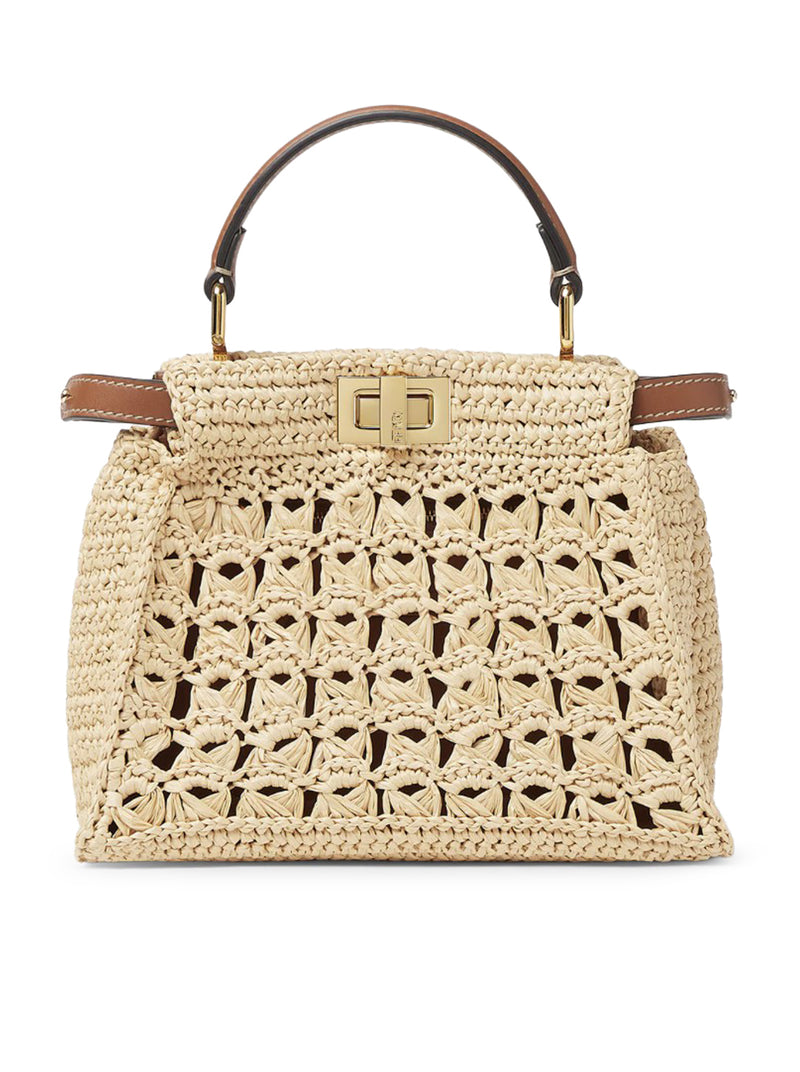 Fendi Women Peekaboo Mini Bag In Raffia With Openwork Woven Pattern FENDI