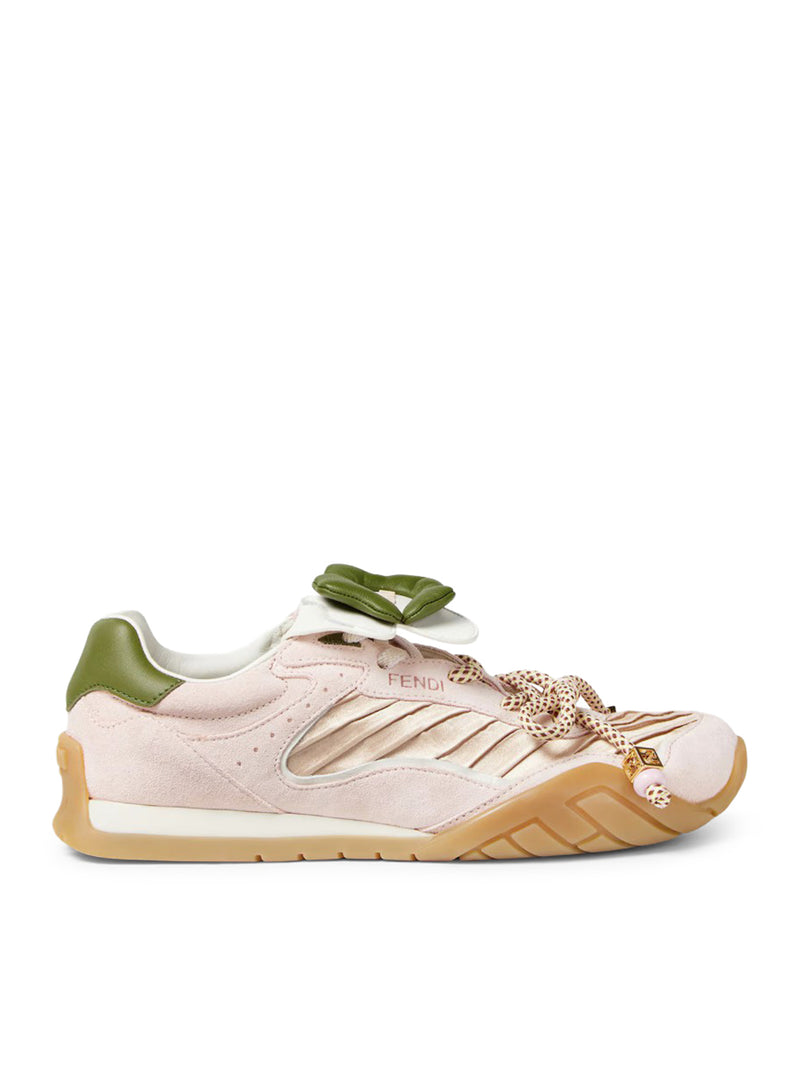 Fendi Women Fendi Wave Pulse Low Top In Pink Fabric And Suede FENDI