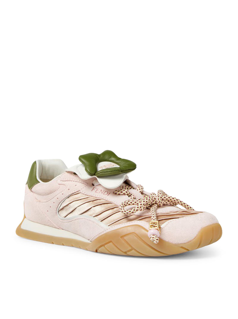 Fendi Women Fendi Wave Pulse Low Top In Pink Fabric And Suede FENDI
