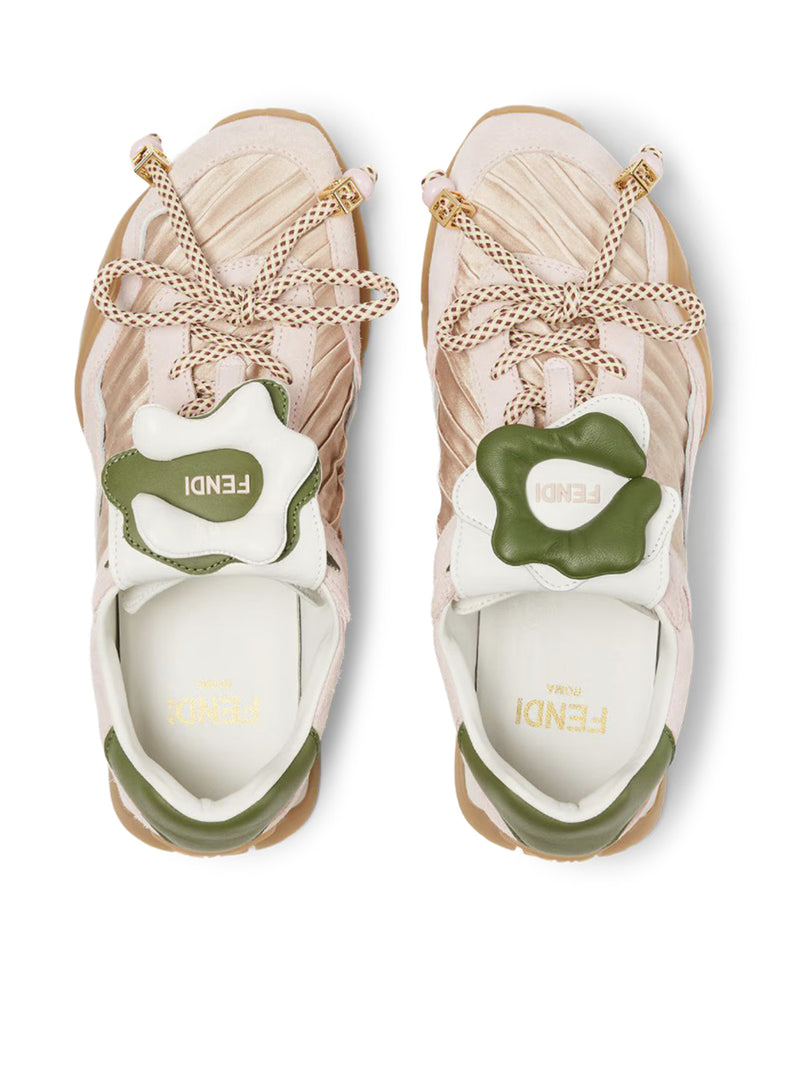 Fendi Women Fendi Wave Pulse Low Top In Pink Fabric And Suede FENDI