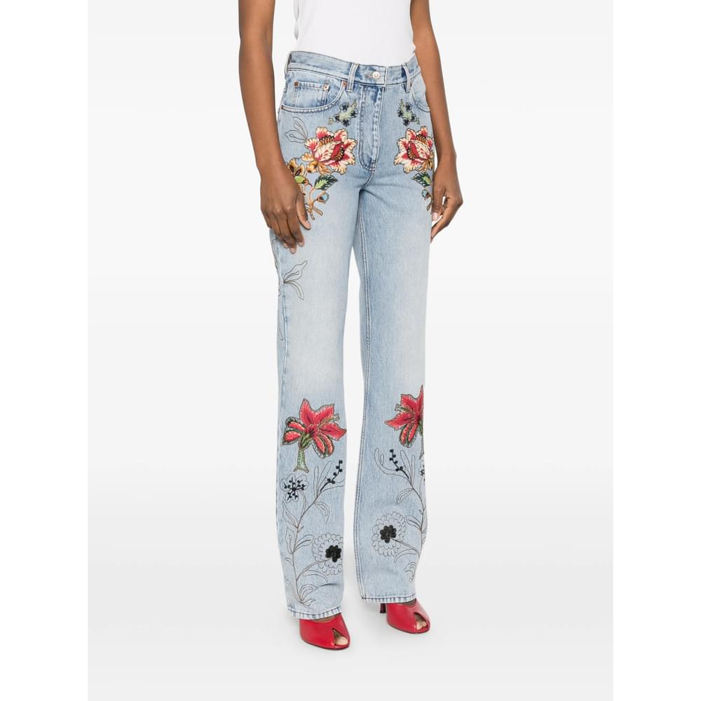 Valentino Blue Denim - Straight-Leg Jeans Women Women VALENTINO