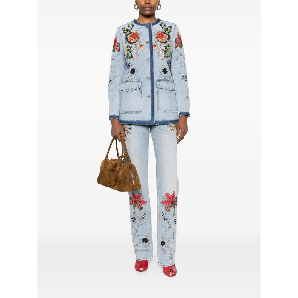 Valentino Blue Denim - Straight-Leg Jeans Women Women VALENTINO