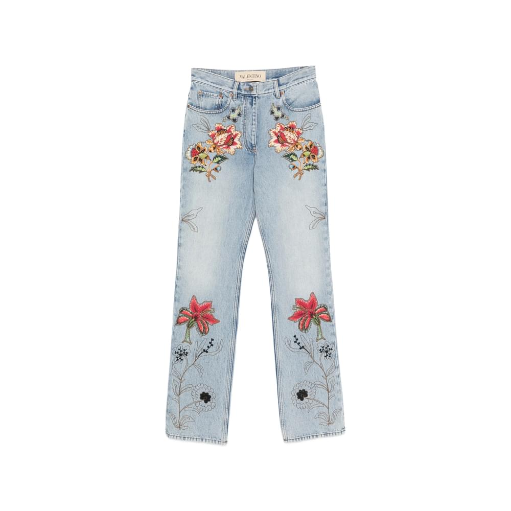Valentino Blue Denim - Straight-Leg Jeans Women Women VALENTINO
