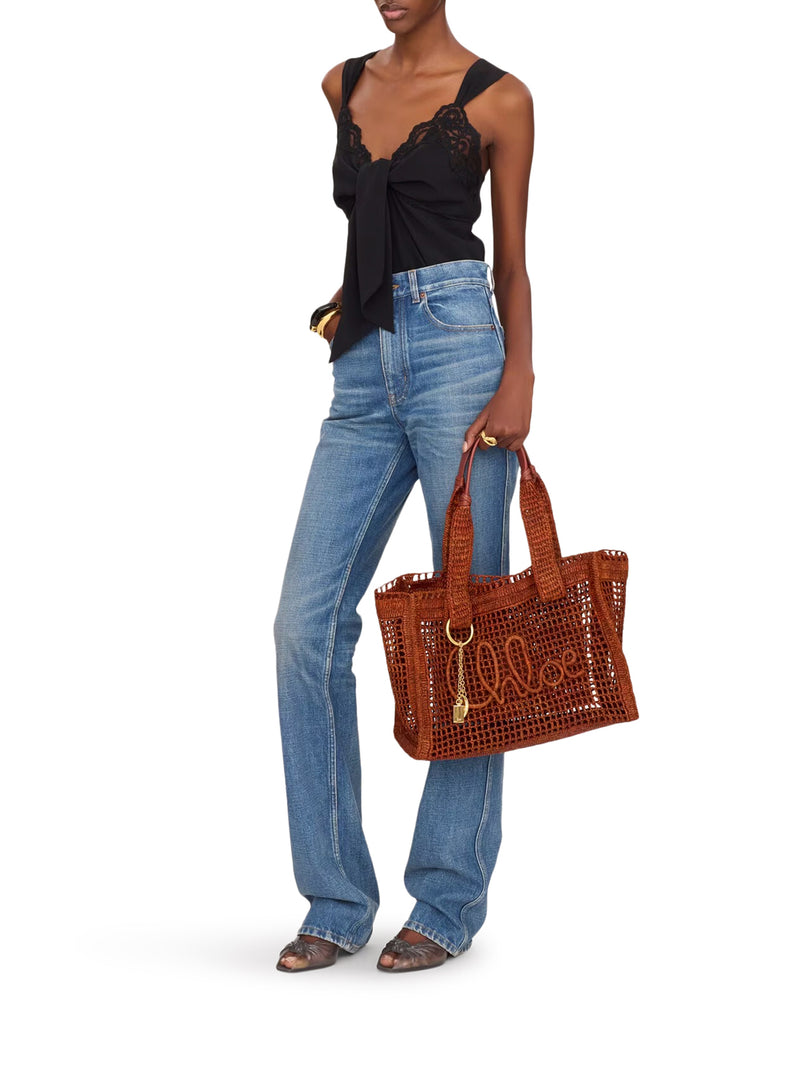 Chloe` Women East-West Summer Banana Tote Bag In Raffia CHLOE