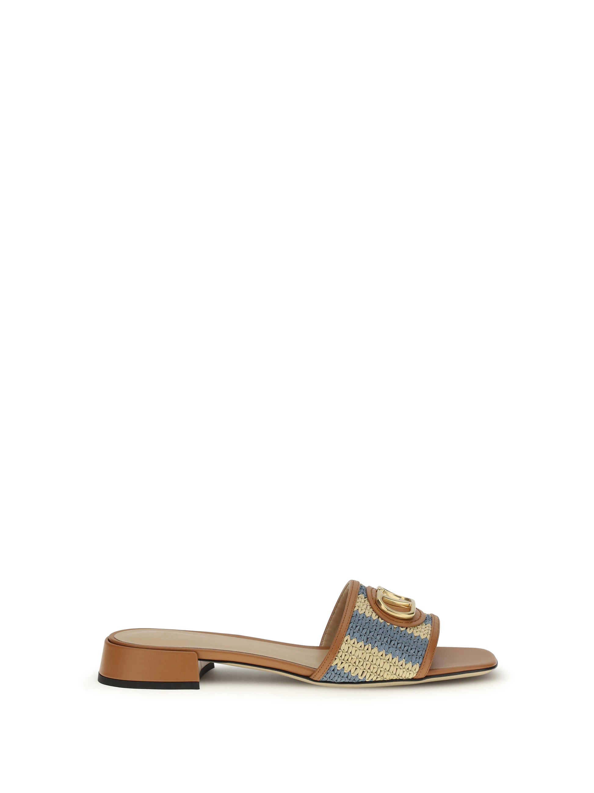 Valentino Garavani Women Vlogo Signature Raffia Slide Sandals VALENTINO GARAVANI