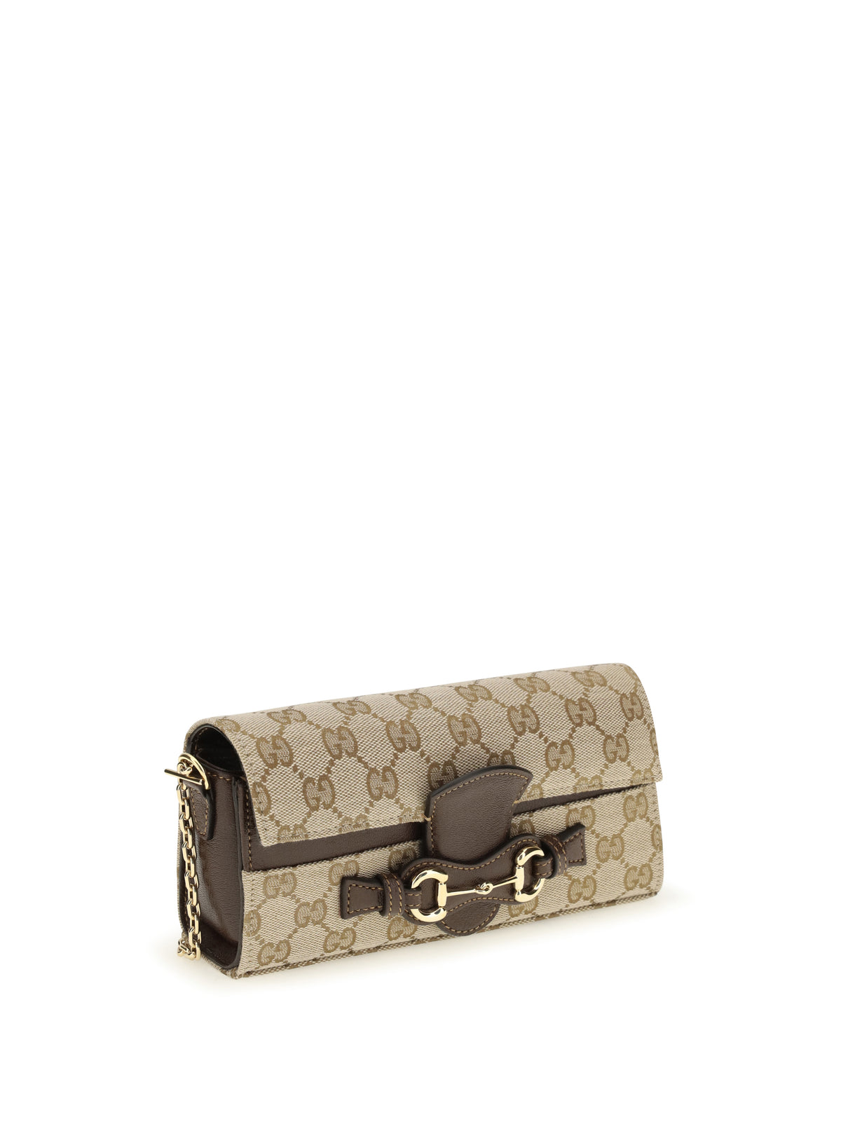 Gucci Women Gg Fabric Chain Wallet With Horsebit GUCCI