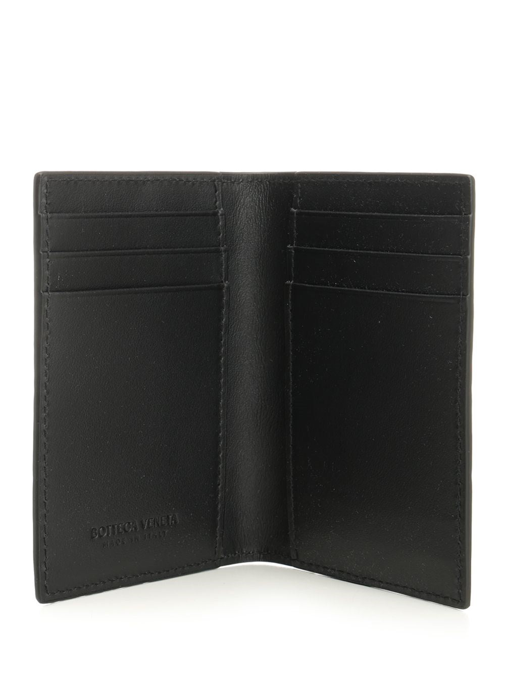 Bottega Veneta Men Leather Card Holder With Intrecciato Pattern