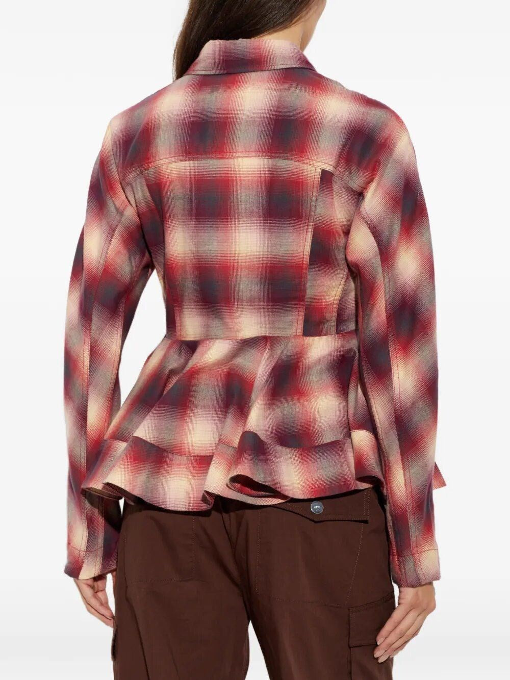 Ganni Women Red Checked Flannel Shirt GANNI