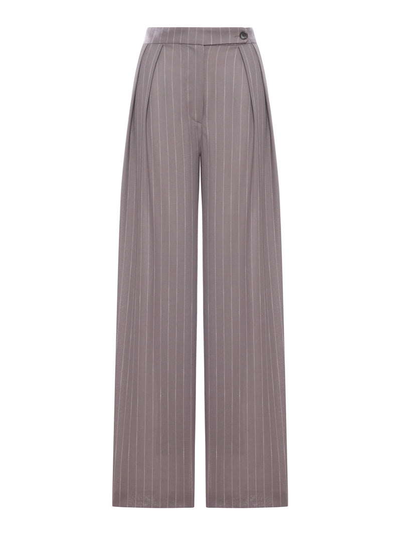 Dries Van Noten Women Wide-Leg Pinstriped Fabric Trousers With Pleats DRIES VAN NOTEN