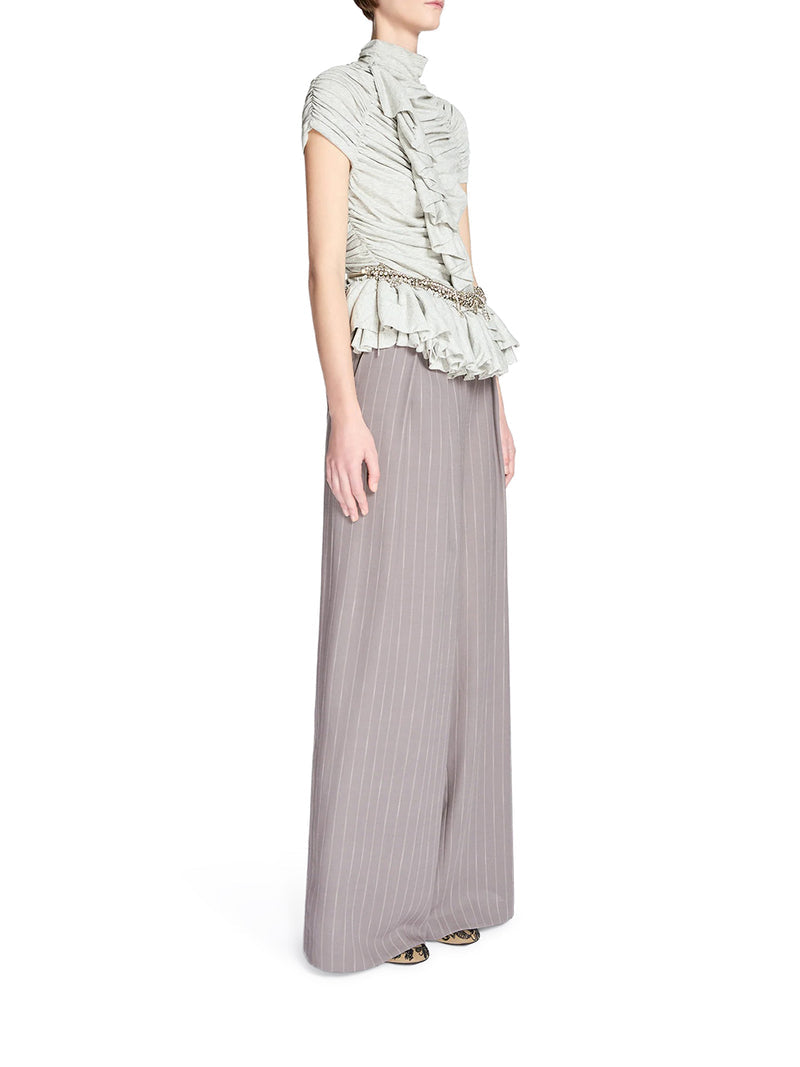 Dries Van Noten Women Wide-Leg Pinstriped Fabric Trousers With Pleats DRIES VAN NOTEN