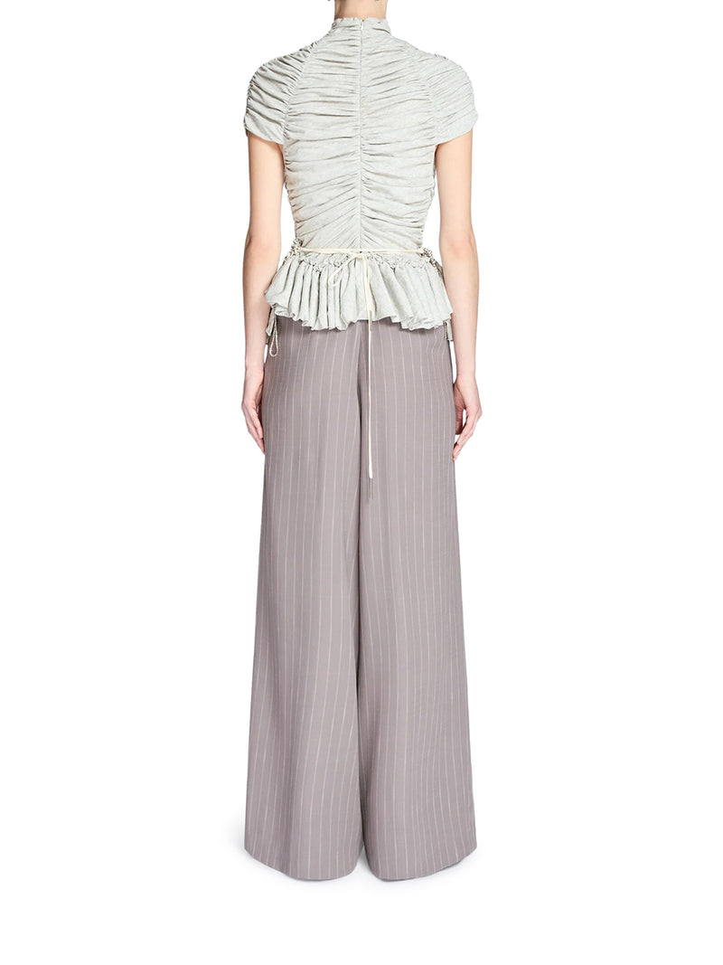 Dries Van Noten Women Wide-Leg Pinstriped Fabric Trousers With Pleats DRIES VAN NOTEN
