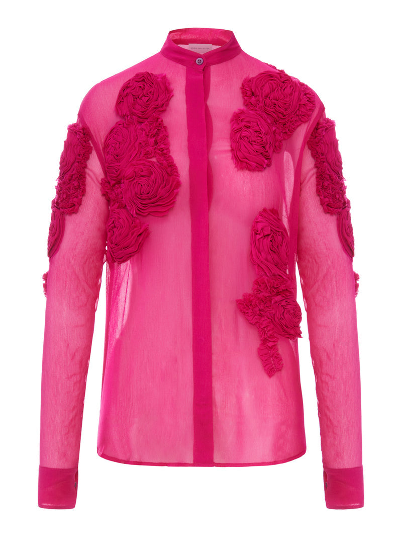 Dries Van Noten Women Organza Shirt With Floral Applications DRIES VAN NOTEN