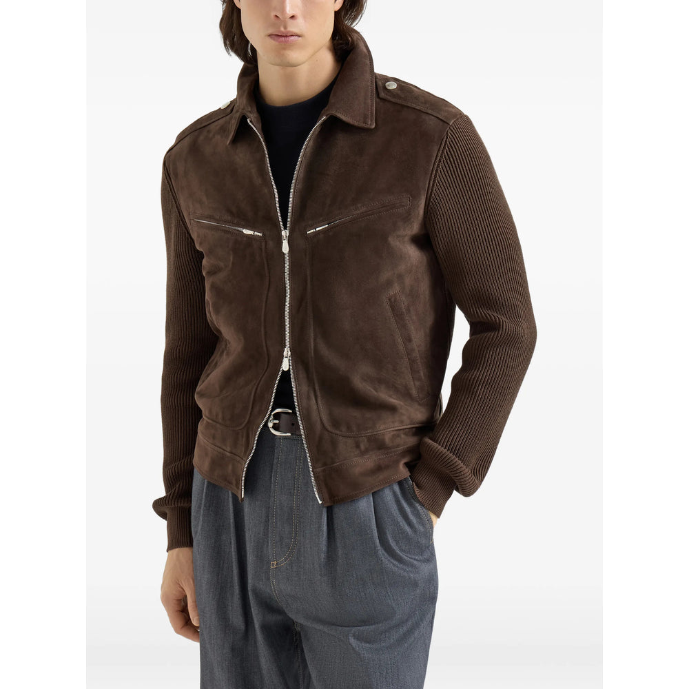 Brunello Cucinelli Brown Jackets - Leather Jackets Men BRUNELLO CUCINELLI