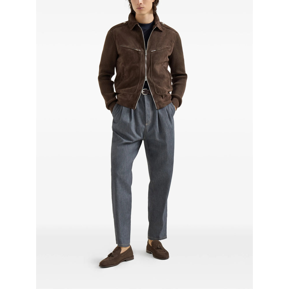 Brunello Cucinelli Brown Jackets - Leather Jackets Men BRUNELLO CUCINELLI