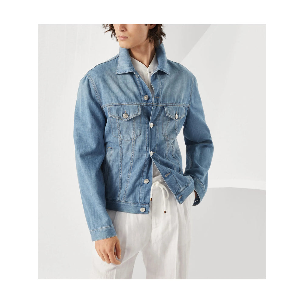 Brunello Cucinelli Blue Jackets - Denim Jackets Men BRUNELLO CUCINELLI